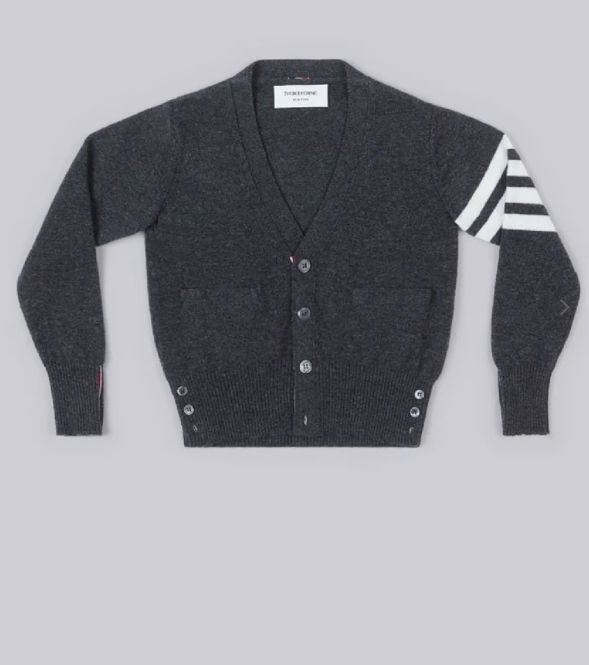 톰브라운  키즈  캐시미어 사선 브이넥 가디건 다크