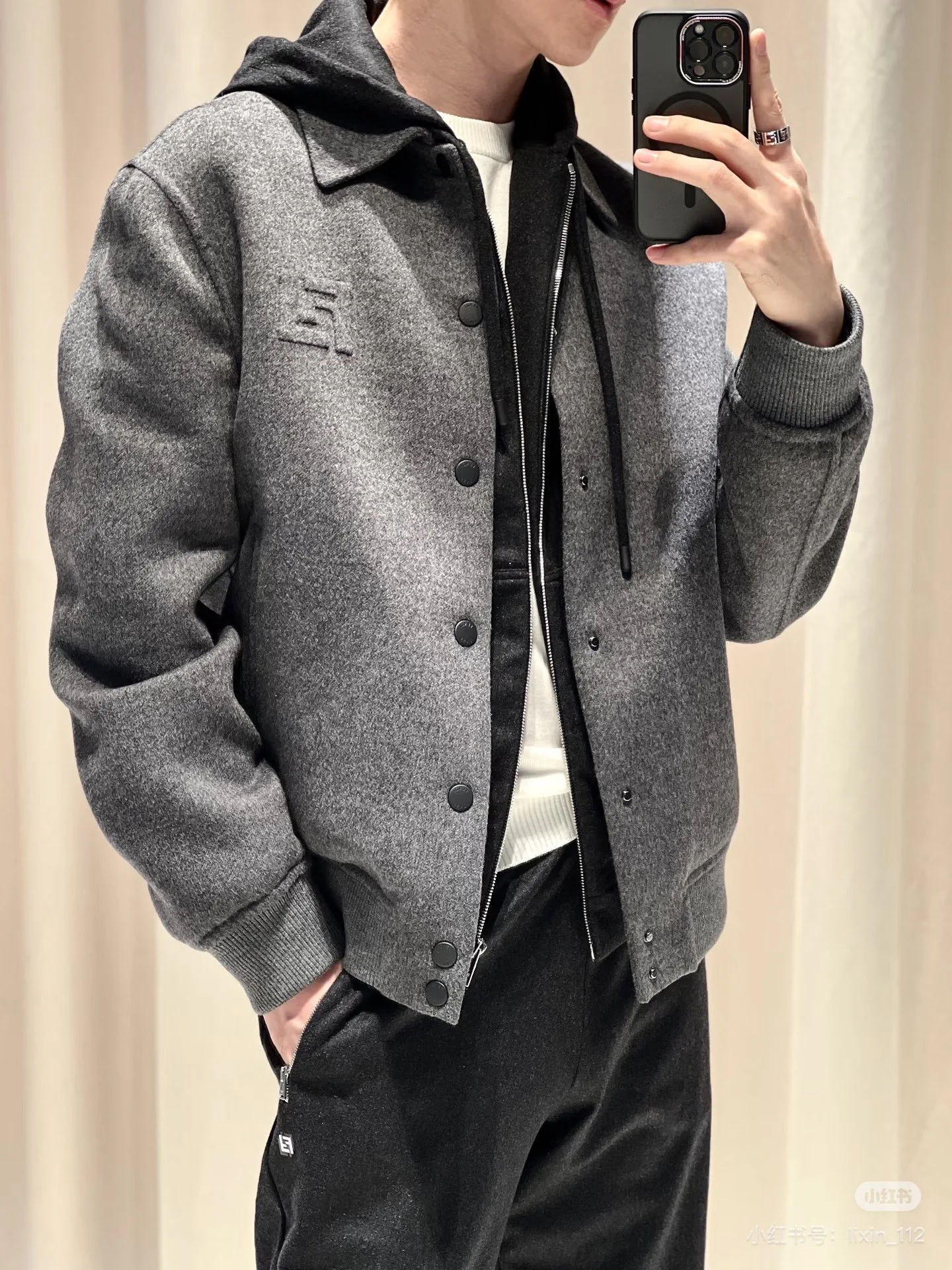Fendi 블루종 울 그레이