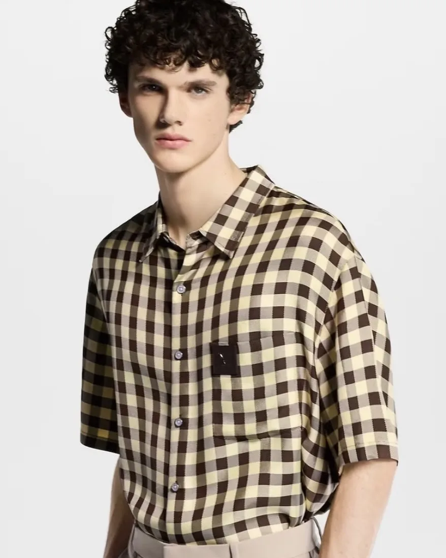 1AJRGD Damier Jacquard Short-Sleeved Shirt